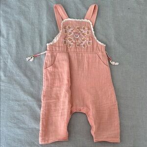 Kids Pink Overalls with Embroidery